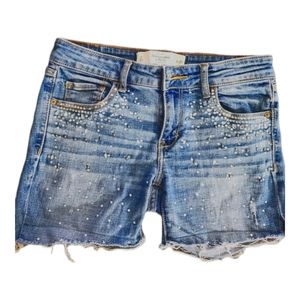 Abercrombie & Fitch A&f Embellished Denim Jeweled High Rise Shorts Size …